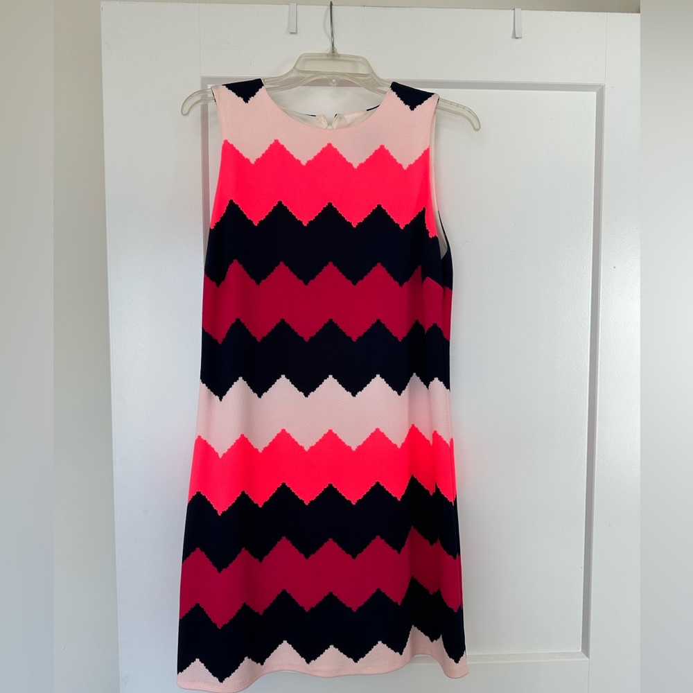 Aqua Chevron Pink & Blue Sheath Dress Size L